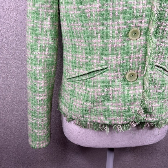 Apt. 9 Green & Pink Pastel Tweed Long Sleeve Blazer Size 4 - Picture 3 of 8